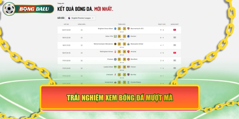 Trải nghiệm xem bóng đá mượt mà